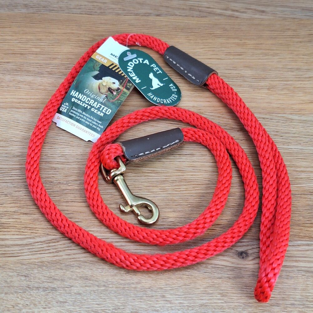 Mendota Snap Leash British Style Braided Dog Lead 3/4" x 4 ft Red USA NWT